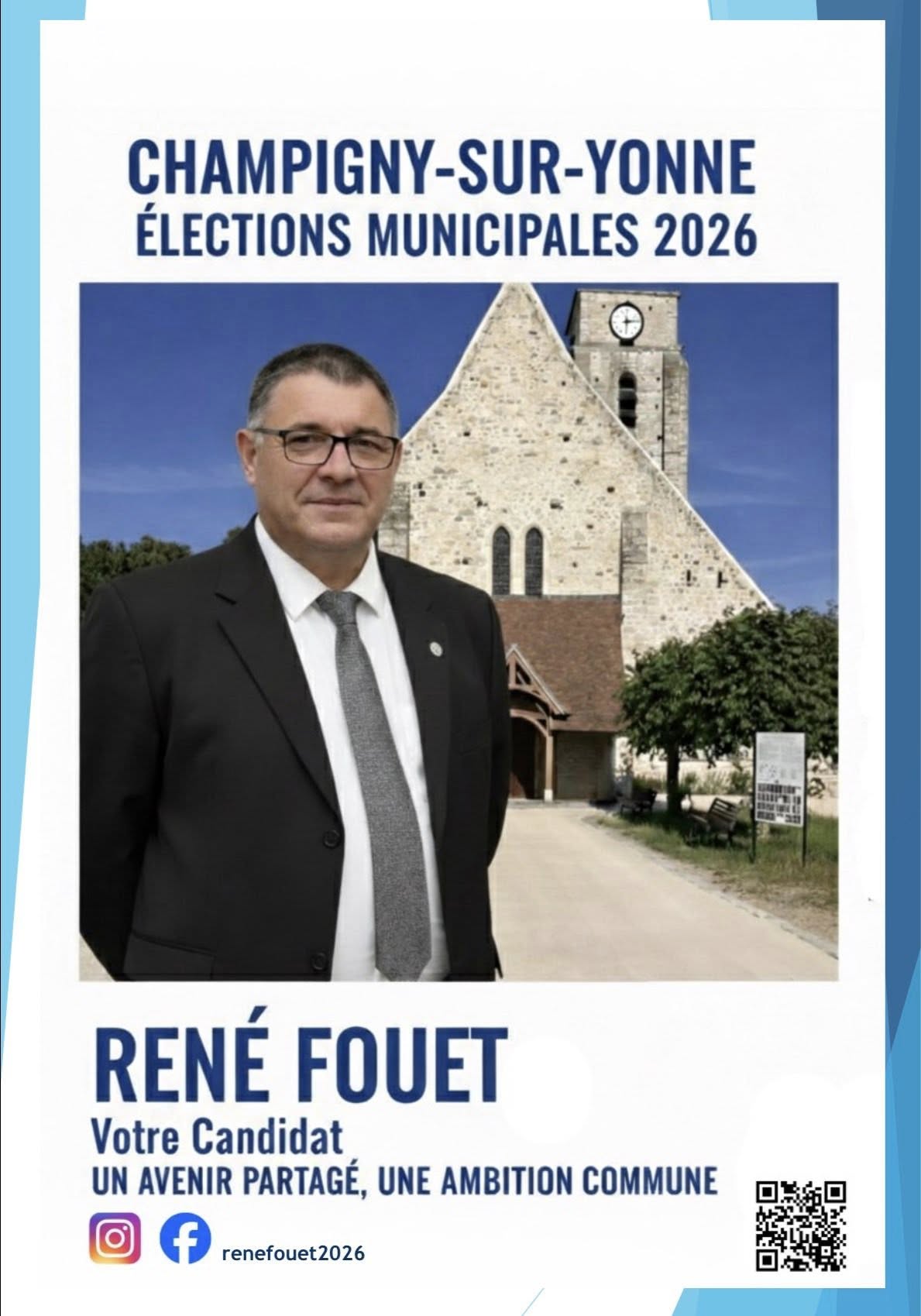 Affiche de campagne René Fouet - Champigny-sur-Yonne 2026 - Recto